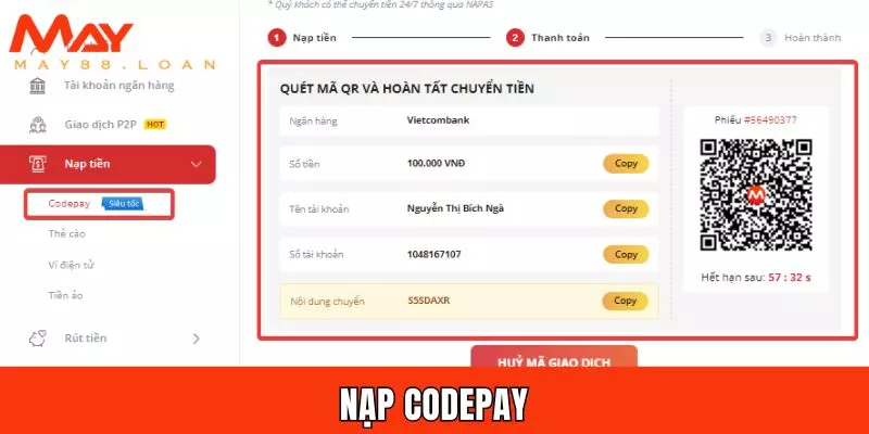 Nạp tiền May88 qua Codepay